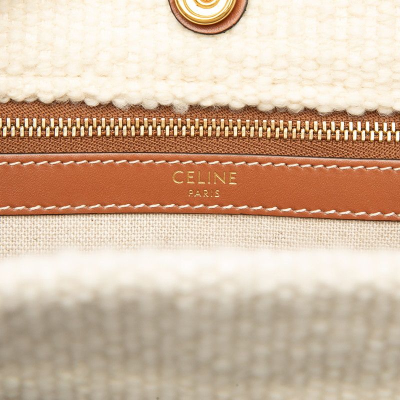 Celine Horizontal Cabas Tote Shoulder Bag Ivory Red Leather Textile — view 5