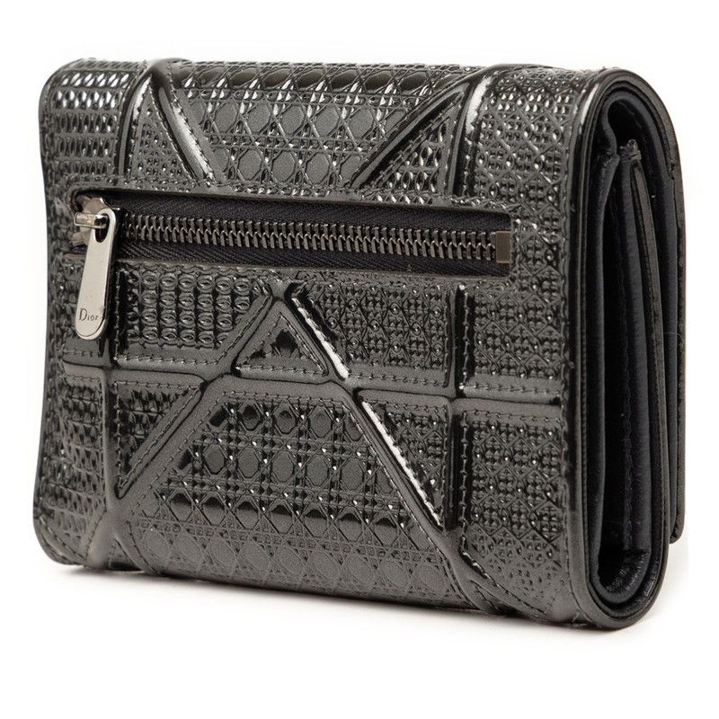 Diorama Trifold Wallet Black Patent Leather — view 2