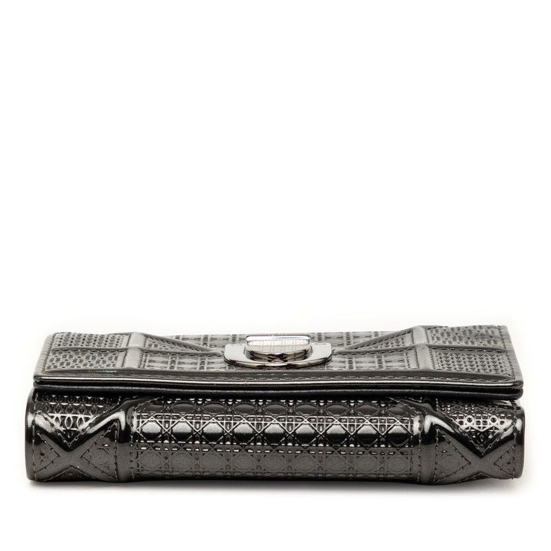 Diorama Trifold Wallet Black Patent Leather — view 3