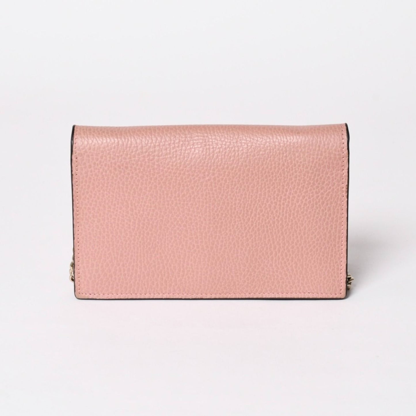 Gucci Interlocking G Chain Wallet Pebbled Leather Shoulder Bag Clutch Pink Gold — view 2