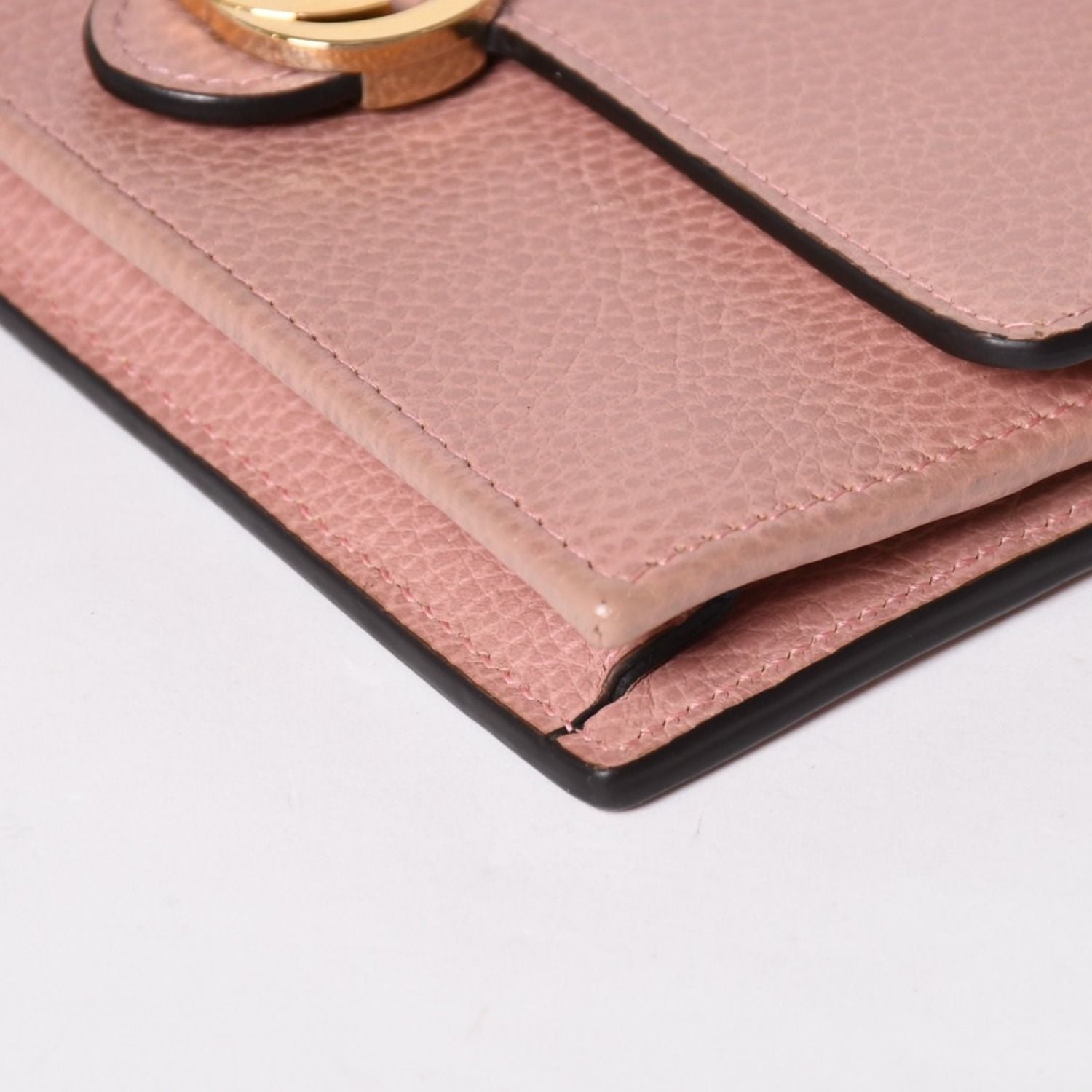 Gucci Interlocking G Chain Wallet Pebbled Leather Shoulder Bag Clutch Pink Gold — view 7