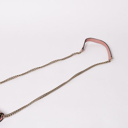 Gucci Interlocking G Chain Wallet Pebbled Leather Shoulder Bag Clutch Pink Gold — view 6