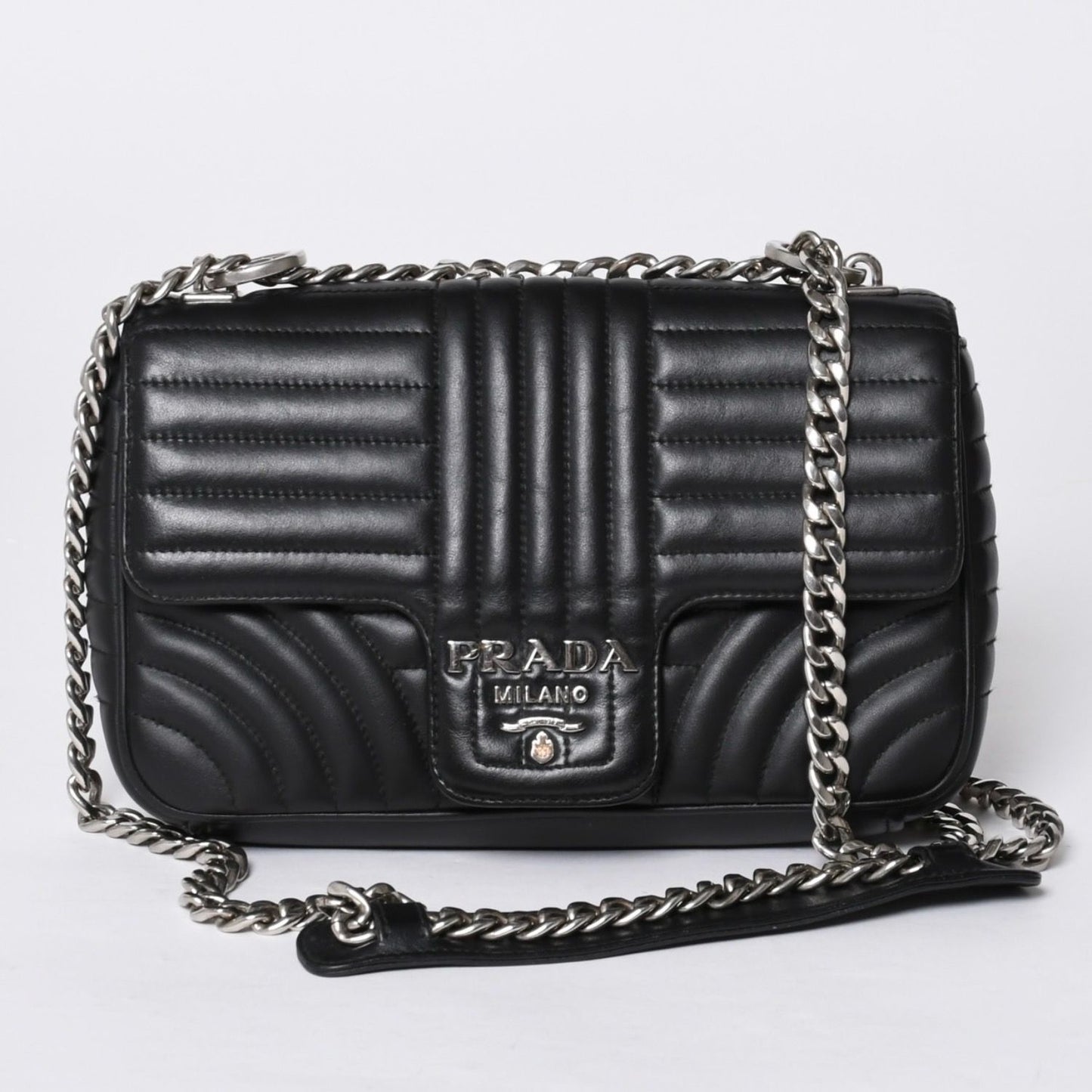 Prada Chain Flap Diagram Quilted Leather Medium Shoulder Bag