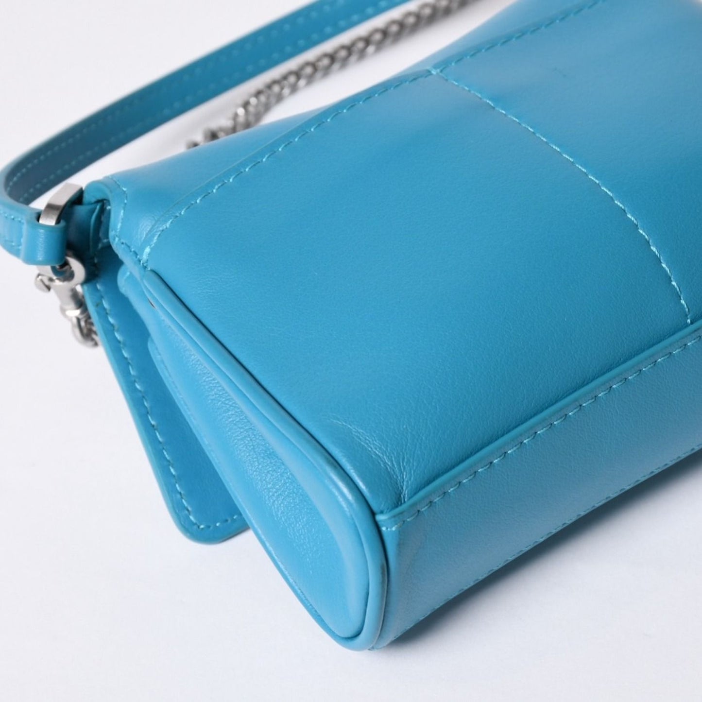 Balenciaga Rodeo Nano Chain Shoulder Bag Leather Blue Matte Silver — view 8