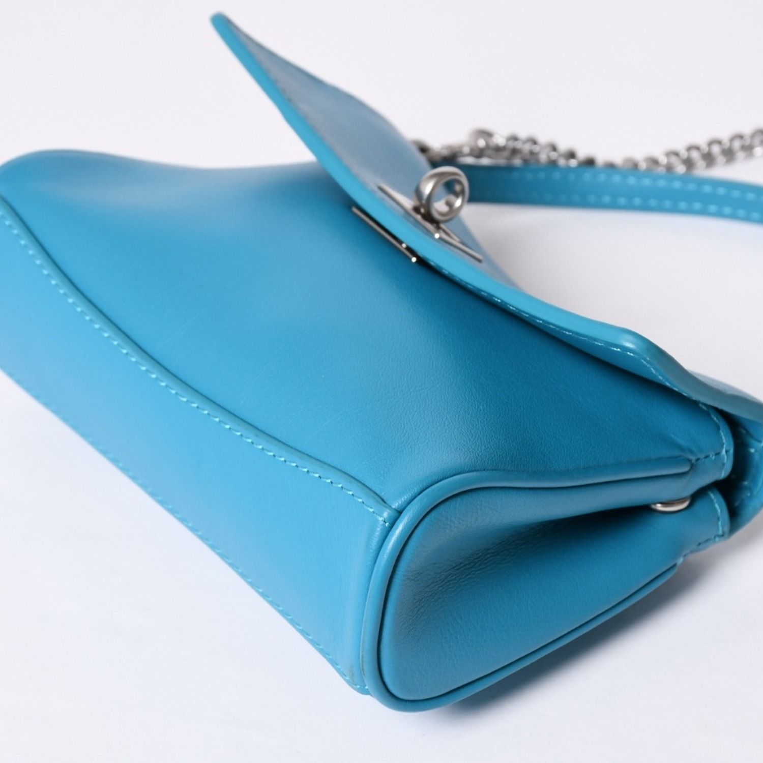 Balenciaga Rodeo Nano Chain Shoulder Bag Leather Blue Matte Silver — view 5
