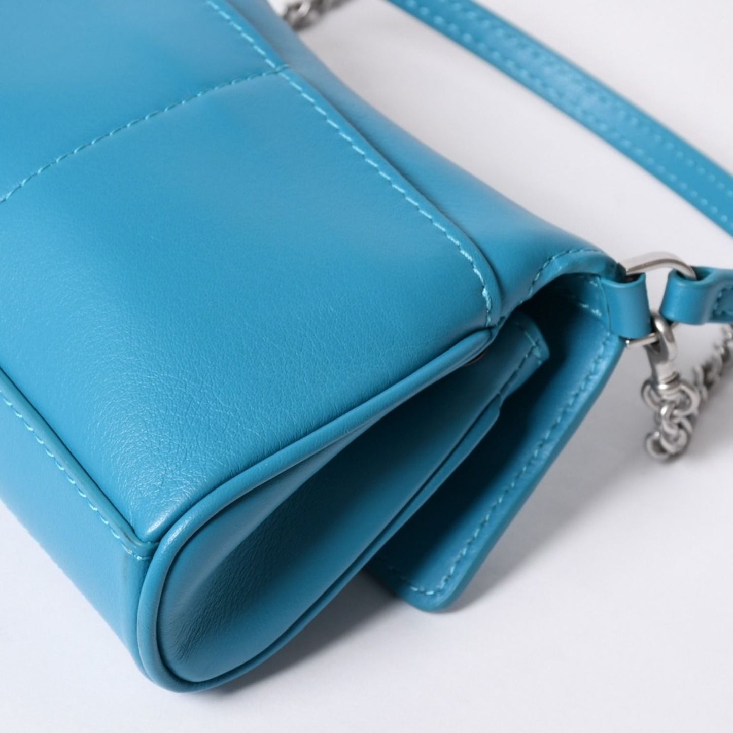 Balenciaga Rodeo Nano Chain Shoulder Bag Leather Blue Matte Silver — view 7