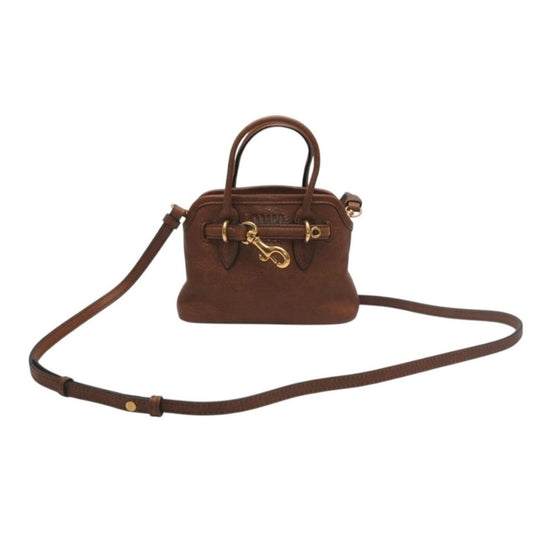 Miu Miu Aventure Micro Top Handle Bag Nappa Leather Brown Gold