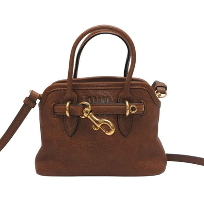 Miu Miu Aventure Micro Top Handle Bag Nappa Leather Brown Gold — view 2