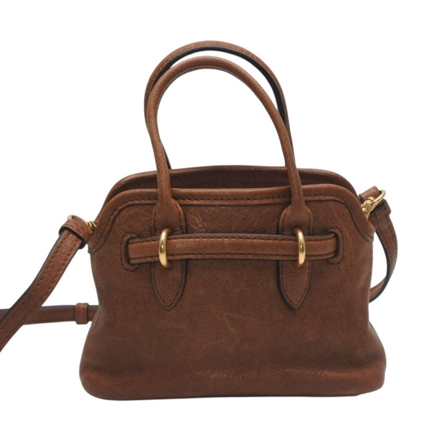 Miu Miu Aventure Micro Top Handle Bag Nappa Leather Brown Gold — view 3