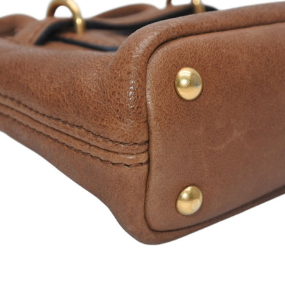 Miu Miu Aventure Micro Top Handle Bag Nappa Leather Brown Gold — view 7