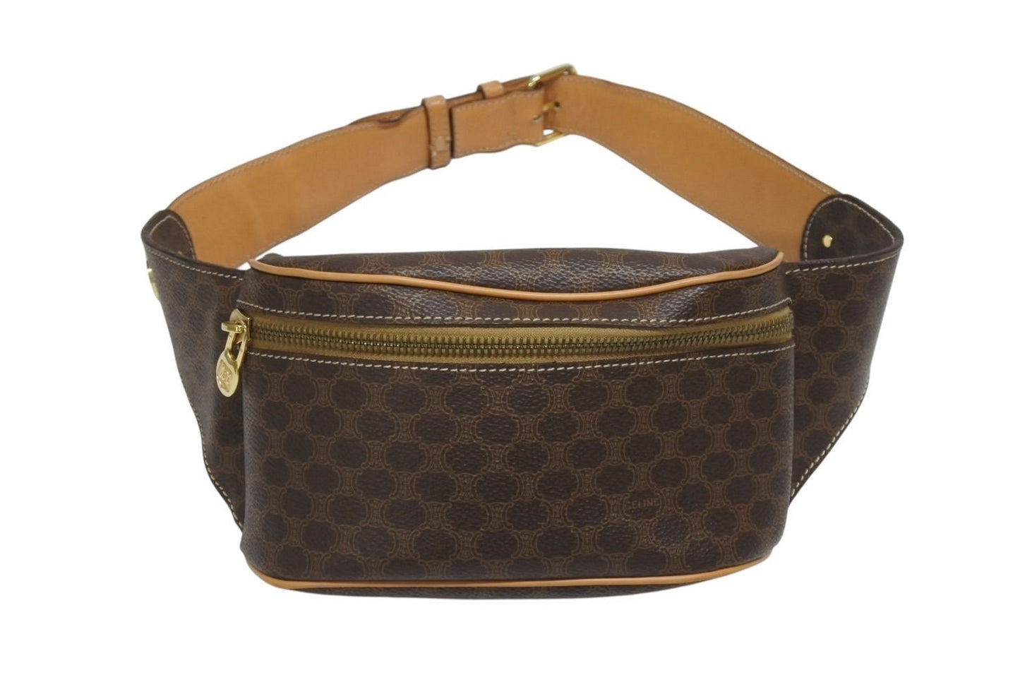 Celine Macadam Waist Bag Leather Brown Gold