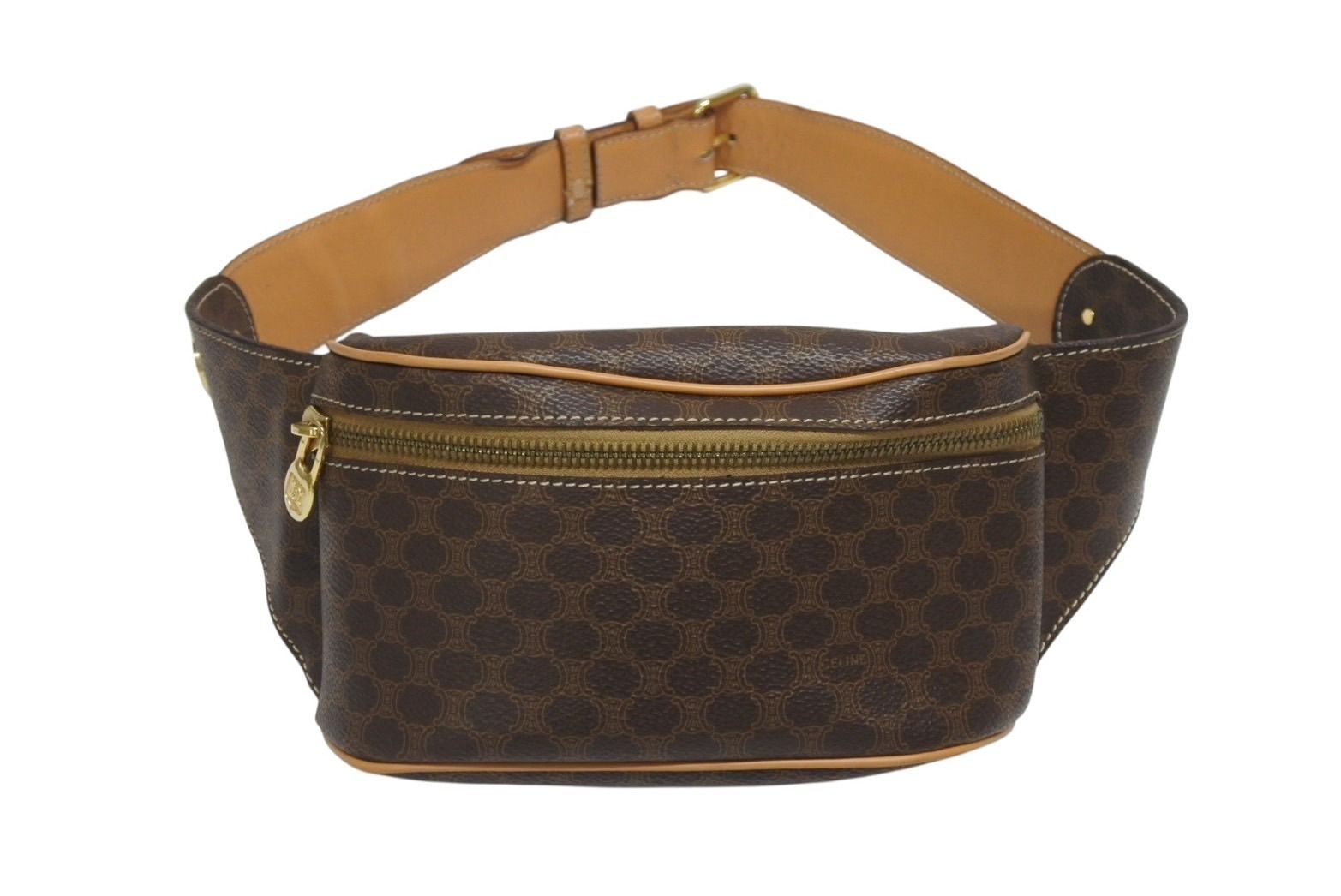 Celine Macadam Waist Bag Leather Brown Gold