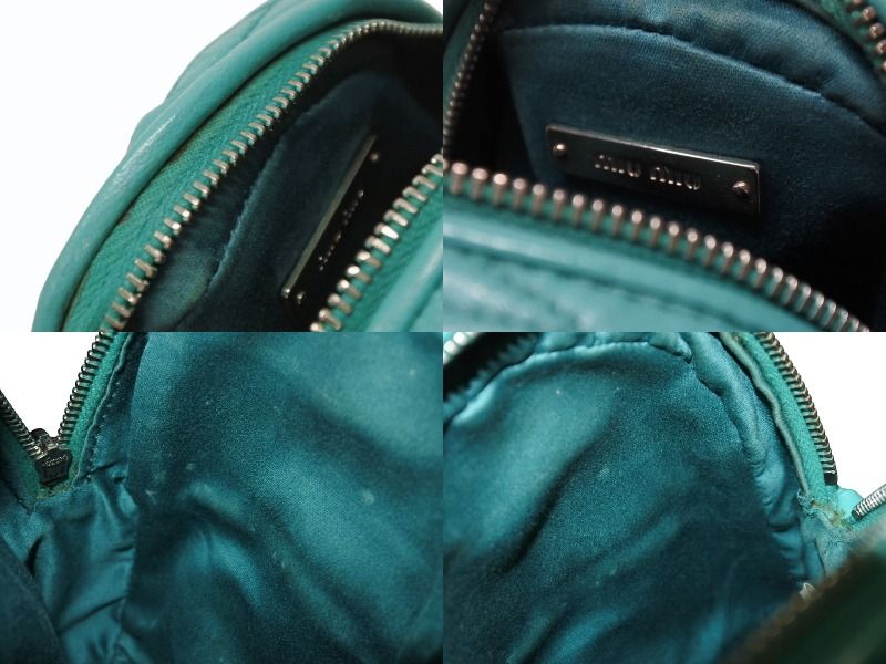 Miu Miu Micro Backpack Chain Shoulder Bag Matelasse Lambskin Turquoise Blue — view 7