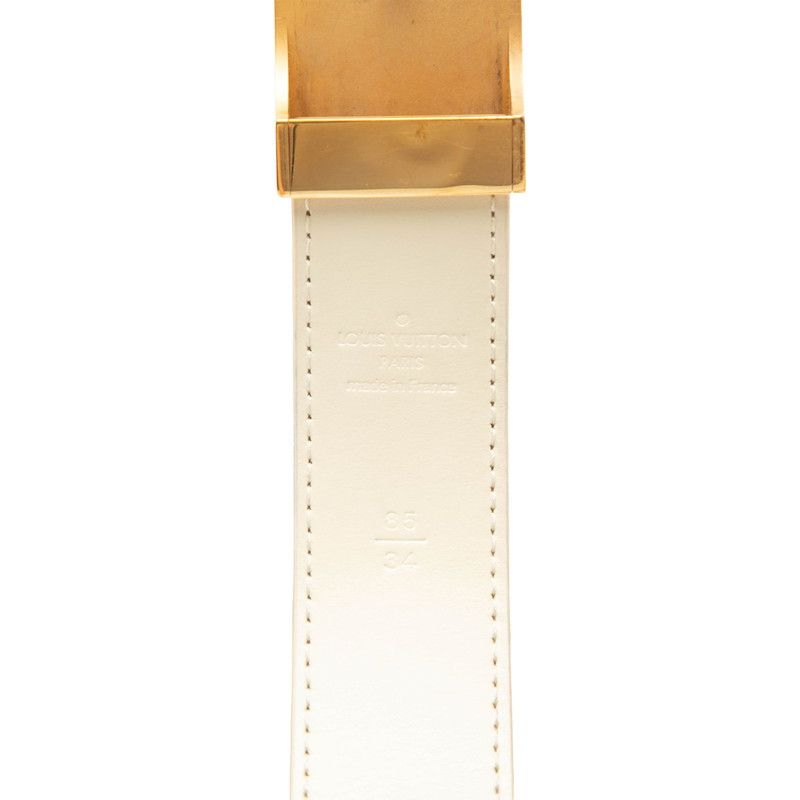 Louis Vuitton Damier Azur Ceinture Carre Belt 85 34 White Leather — view 4