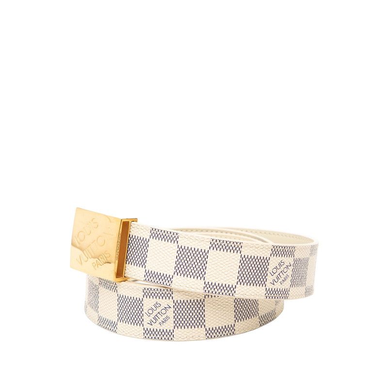 Louis Vuitton Damier Azur Ceinture Carre Belt 85 34 White Leather — view 2