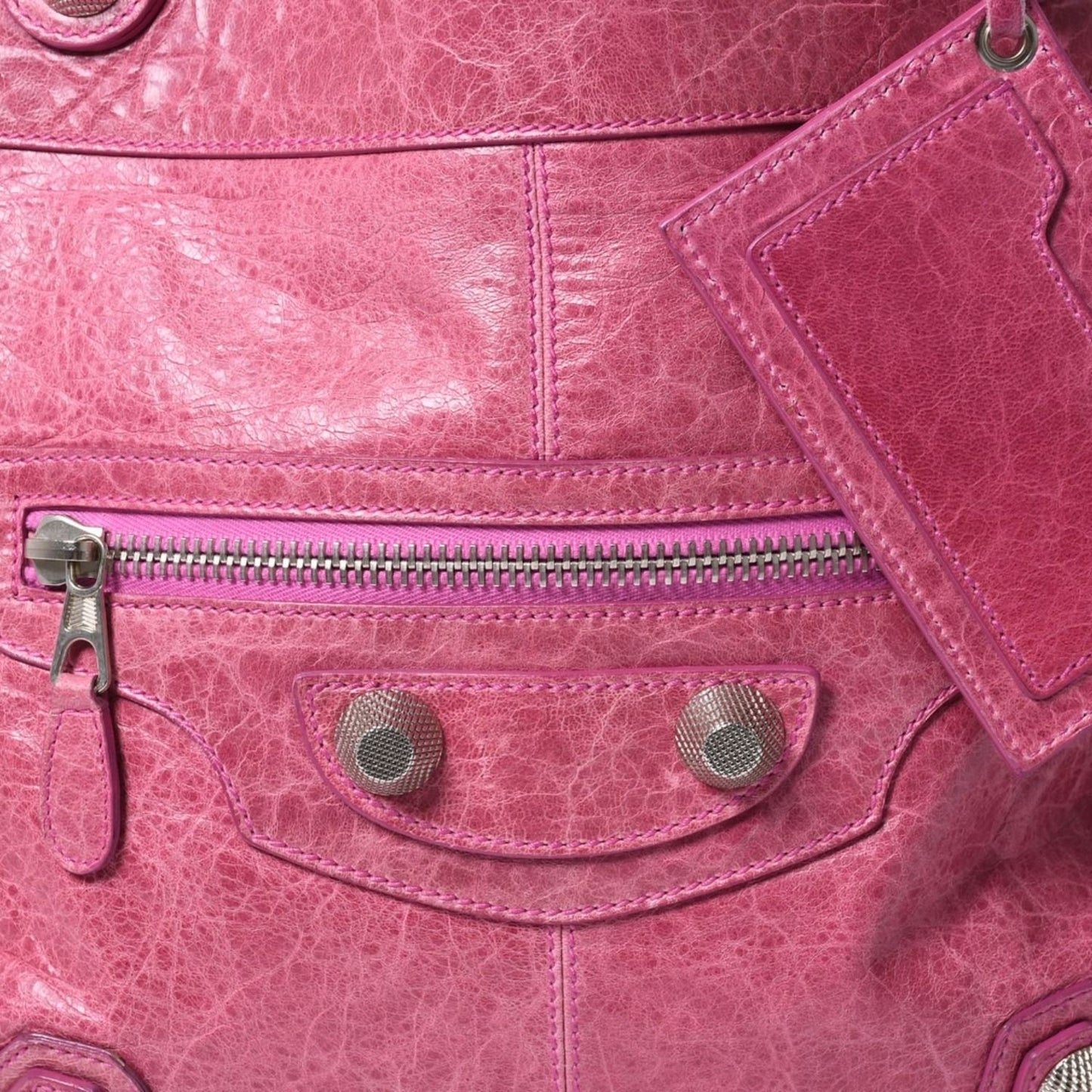 Balenciaga Giant Slim 2-Way Handbag Pink Leather Silver — view 5