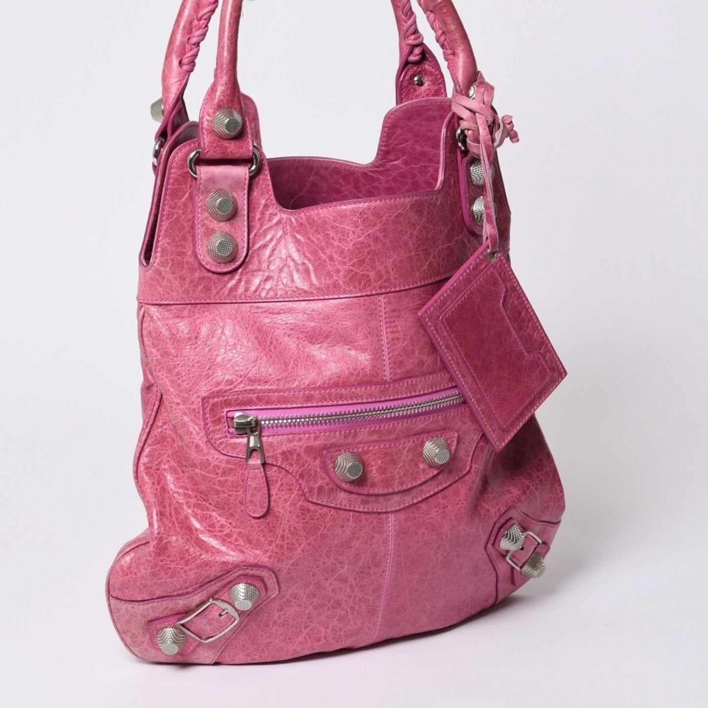 Balenciaga Giant Slim 2-Way Handbag Pink Leather Silver — view 3