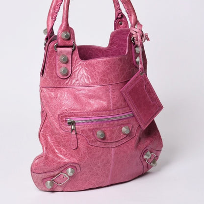 Balenciaga Giant Slim 2-Way Handbag Pink Leather Silver — view 3