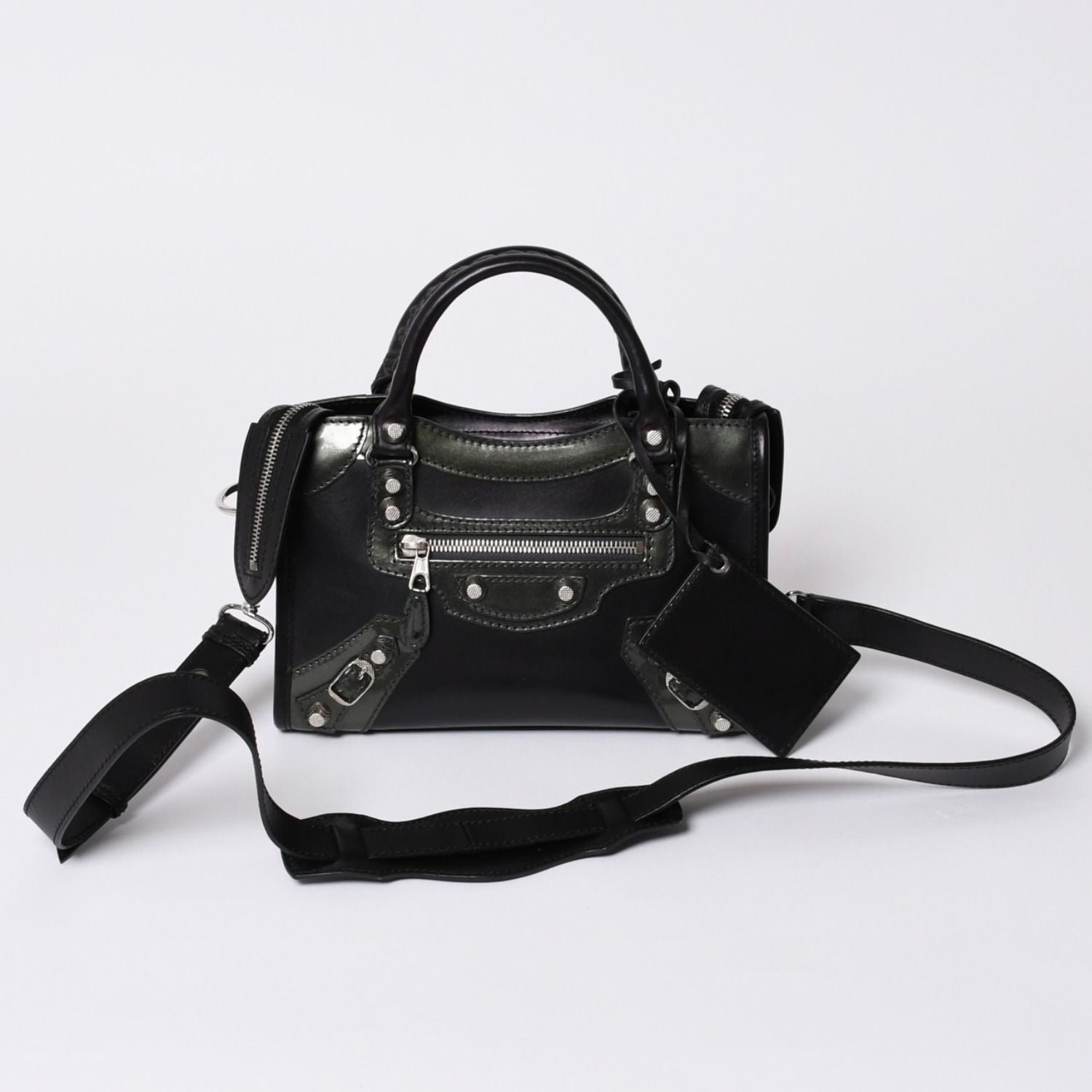 Balenciaga Giant Mini City 2-Way Shoulder Bag Black Silver