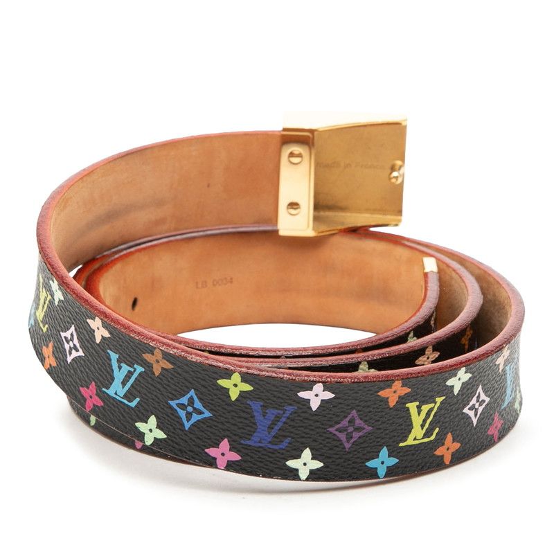 Louis Vuitton Monogram Multicolor Ceinture Carre Belt 90 36 Black Leather — view 3