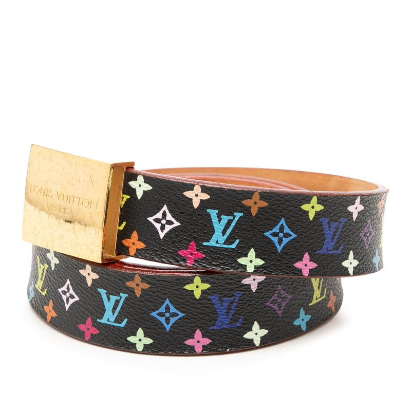 Louis Vuitton Monogram Multicolor Ceinture Carre Belt 90 36 Black Leather — view 2