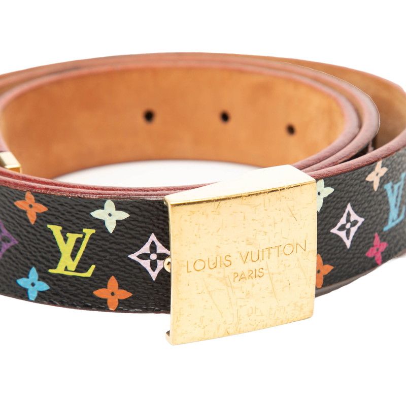 Louis Vuitton Monogram Multicolor Ceinture Carre Belt 90 36 Black Leather — view 4
