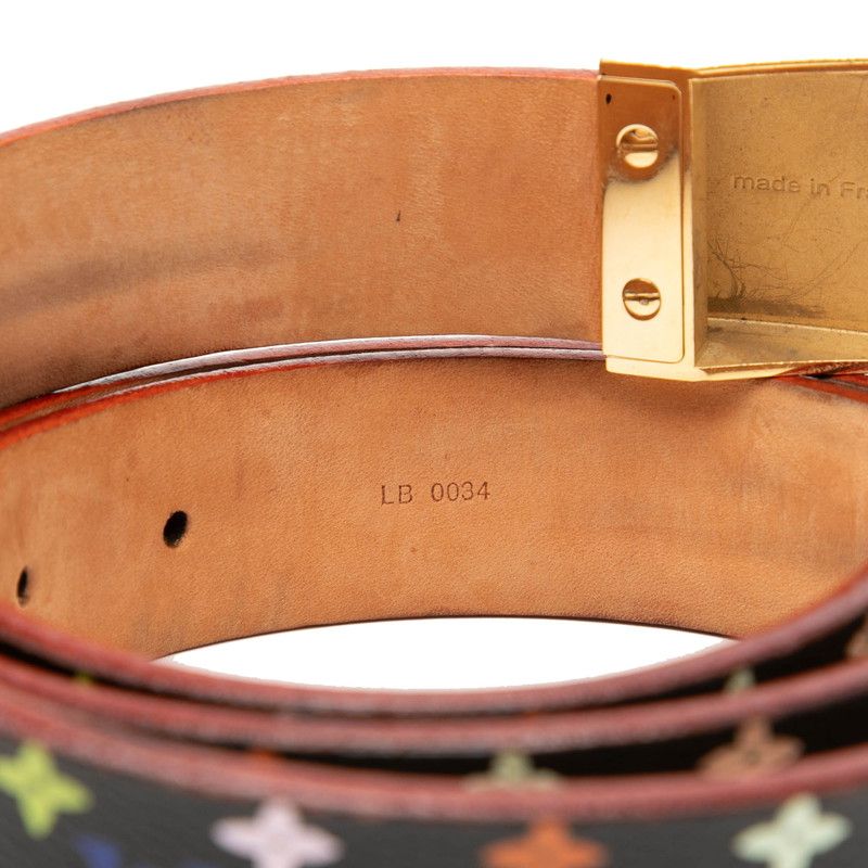 Louis Vuitton Monogram Multicolor Ceinture Carre Belt 90 36 Black Leather — view 5