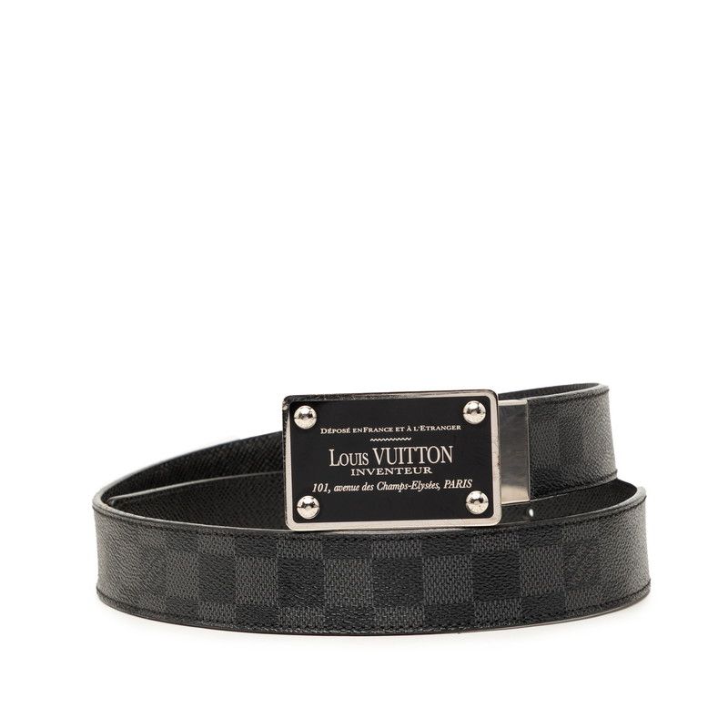 Louis Vuitton Damier Graphite Ceinture Aventure 90 36 Black Leather 1- Belt