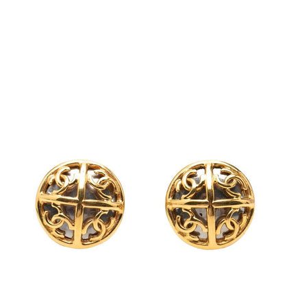 Chanel Vintage CC Logo Earrings Gold Plated
