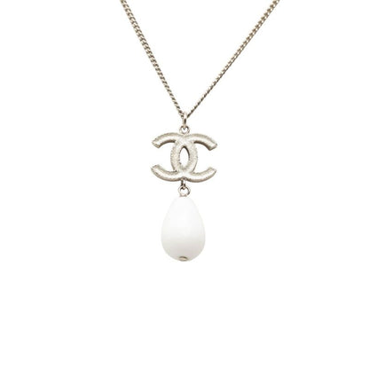 Chanel CC Logo Pendant Silver White Metal — view 2