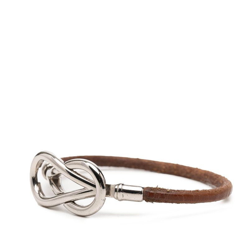 Hermes Atame Bracelet Brown Silver Metal Leather — view 2
