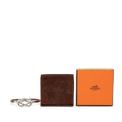 Hermes Atame Bracelet Brown Silver Metal Leather — view 5