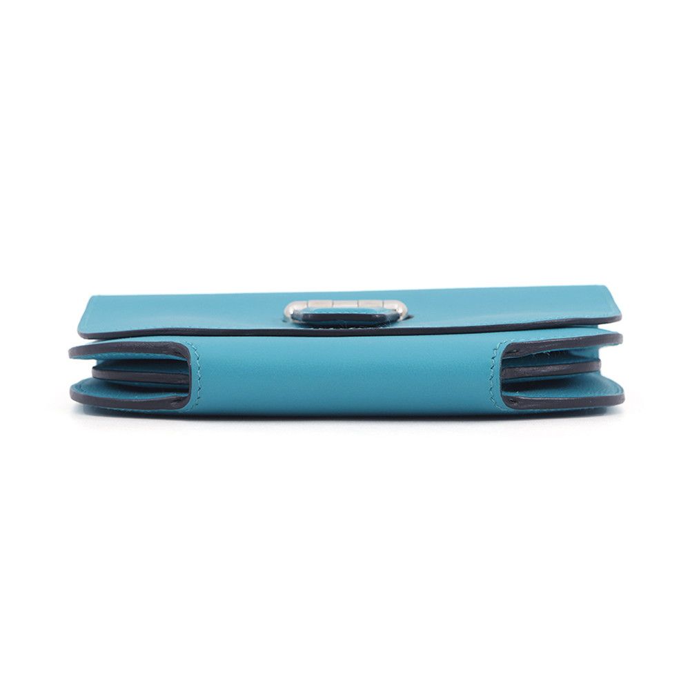 Hermes Shoulder Wallet Mini Convoyeur Turquoise Silver Swift — view 3
