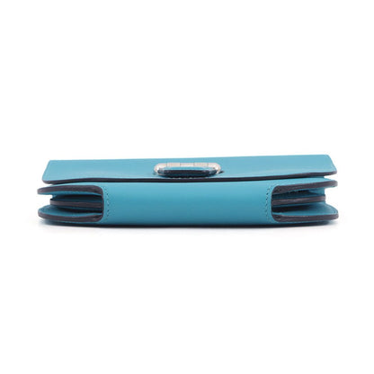 Hermes Shoulder Wallet Mini Convoyeur Turquoise Silver Swift — view 3