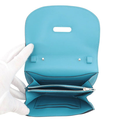 Hermes Shoulder Wallet Mini Convoyeur Turquoise Silver Swift — view 6