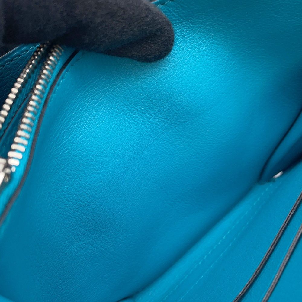 Hermes Shoulder Wallet Mini Convoyeur Turquoise Silver Swift — view 8