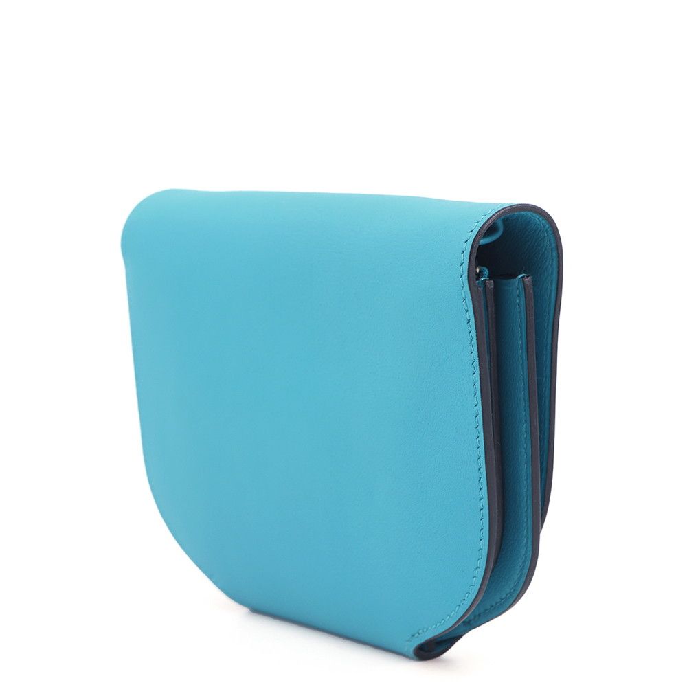 Hermes Shoulder Wallet Mini Convoyeur Turquoise Silver Swift — view 2