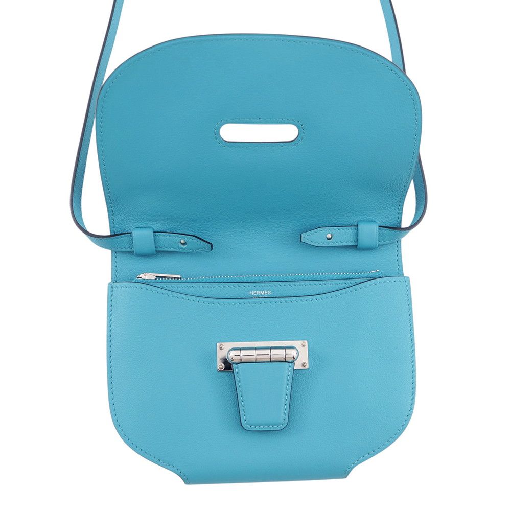 Hermes Shoulder Wallet Mini Convoyeur Turquoise Silver Swift — view 5