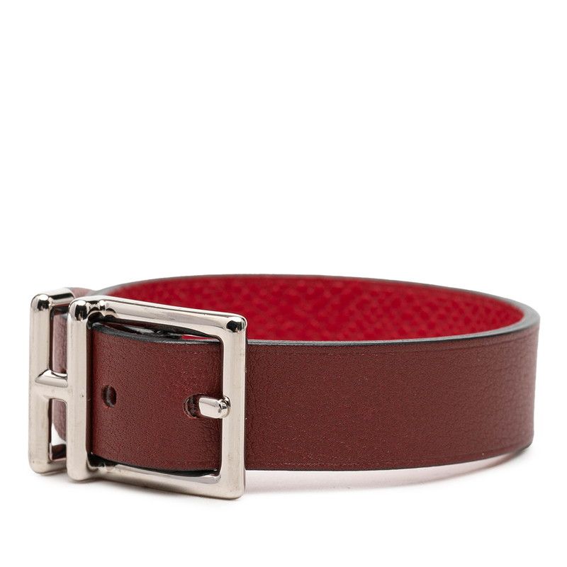 Hermes Nathan Reversible Bracelet Red Brown Leather — view 2