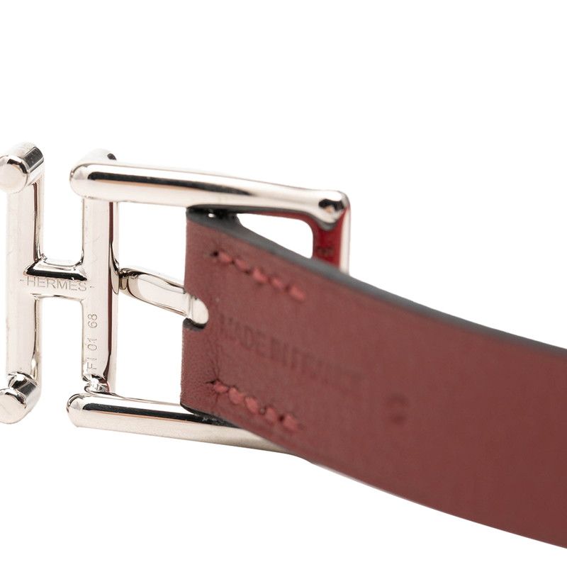 Hermes Nathan Reversible Bracelet Red Brown Leather — view 6