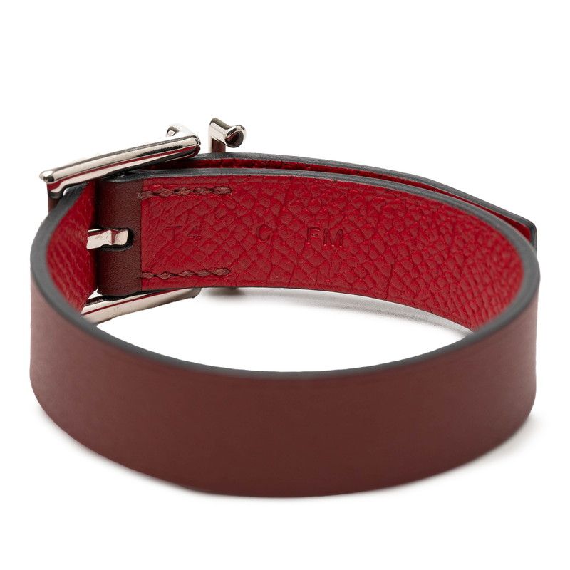 Hermes Nathan Reversible Bracelet Red Brown Leather — view 4