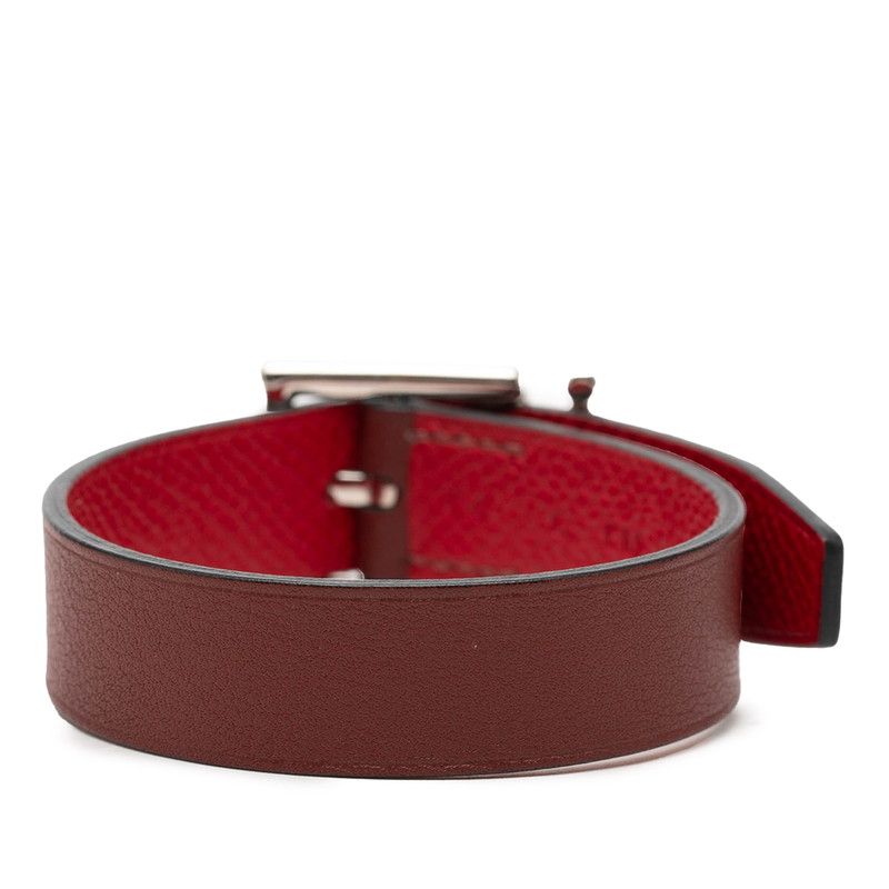 Hermes Nathan Reversible Bracelet Red Brown Leather — view 3