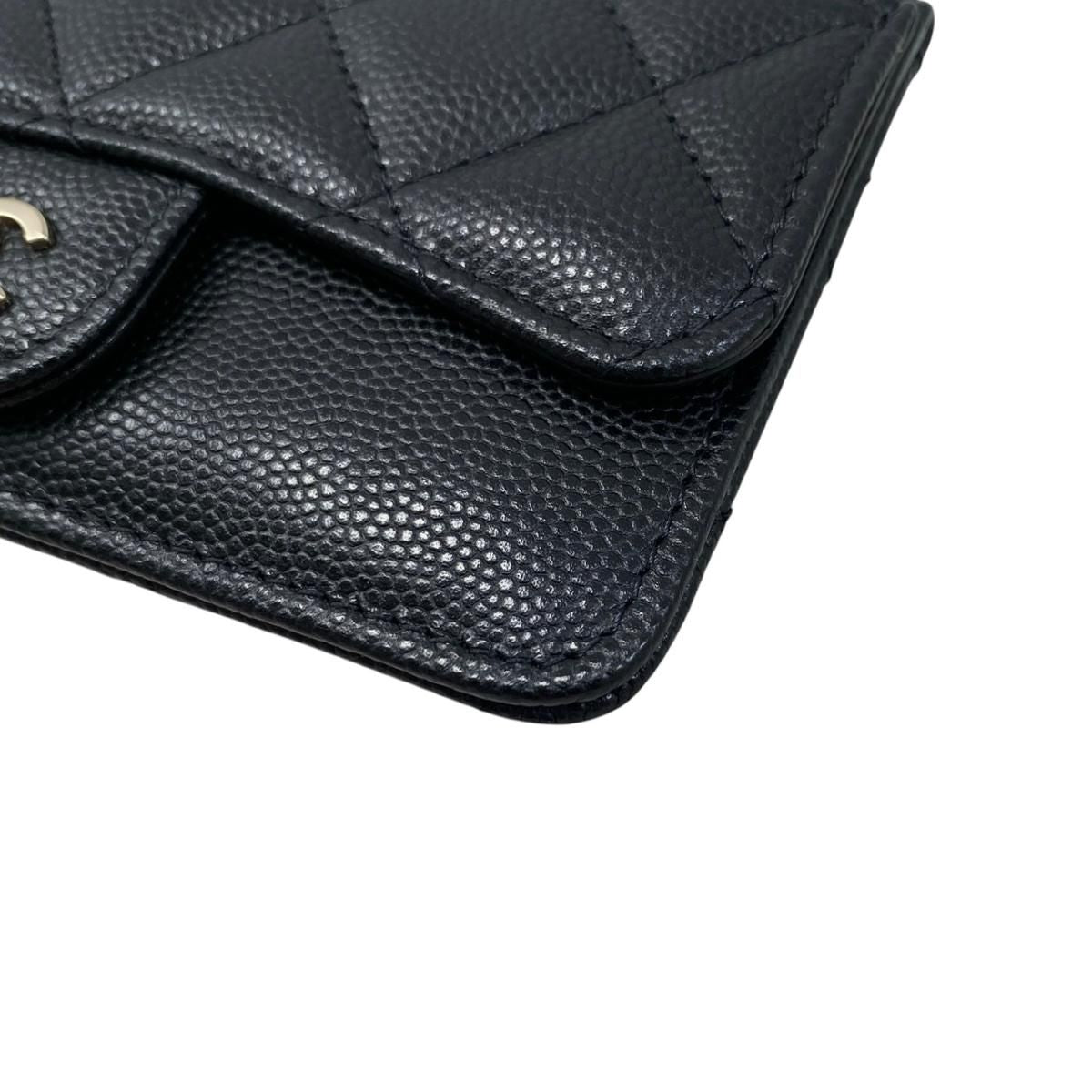 Chanel Card Case Coin Classic Zip Fragment Quilted Caviar Leather CC Logo Black — view 4