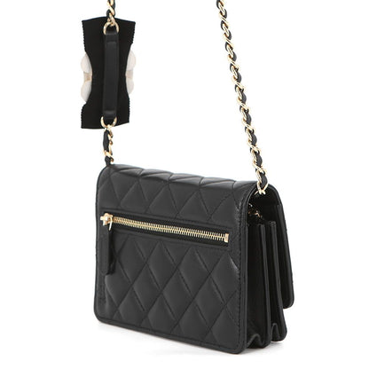 Chanel Chain Wallet Quilted Camellia Ribbon Lambskin Black — view 2