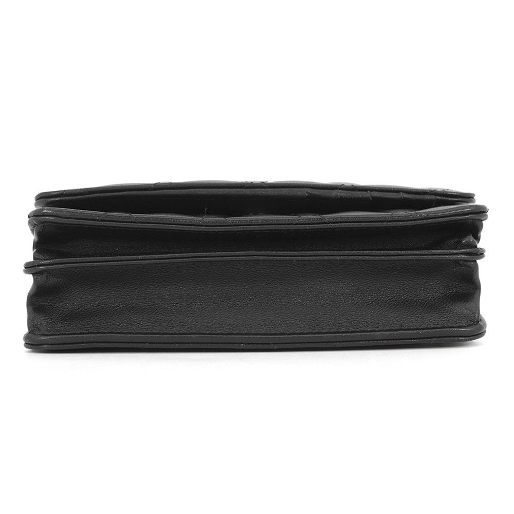 Chanel Chain Wallet Quilted Camellia Ribbon Lambskin Black — view 3
