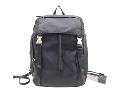 Prada Backpack Triangle Logo Black Nylon White Tag Silver