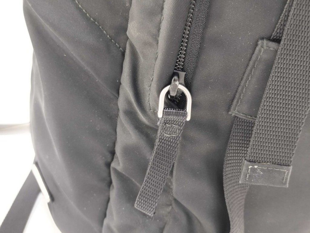 Prada Backpack Triangle Logo Black Nylon White Tag Silver — view 7