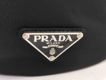 Prada Backpack Triangle Logo Black Nylon White Tag Silver — view 5