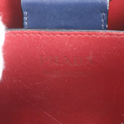 Prada Saffiano Leather Triangle Logo Blue Handbag Tote — view 9