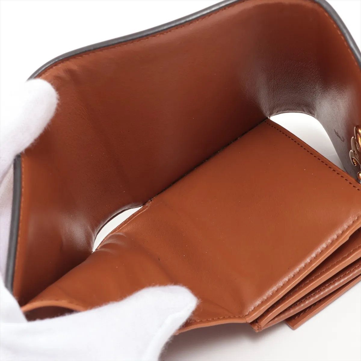 Celine Triomphe Small Flap Wallet Leather Trifold Compact — view 5